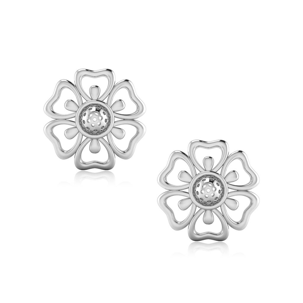 Iski Uski 925 Sterling Silver Flower Silver Stud Earrings