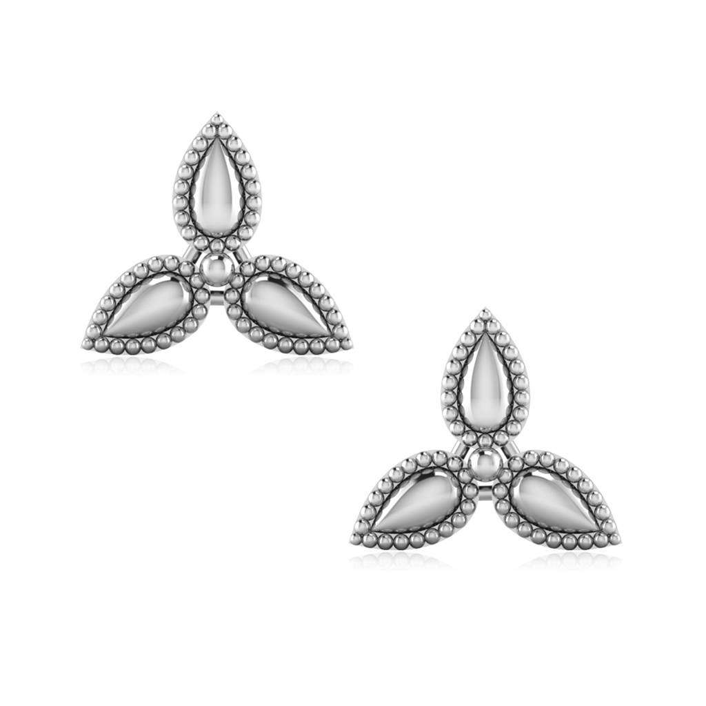 Iski Uski 925 Sterling Silver Leaf Silver Stud Earrings