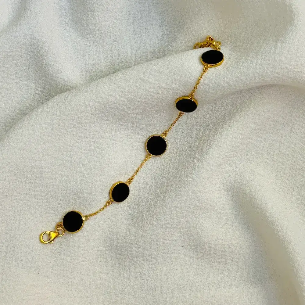 Carbon Bracelet - Black Onyx Beads : ET-B-4