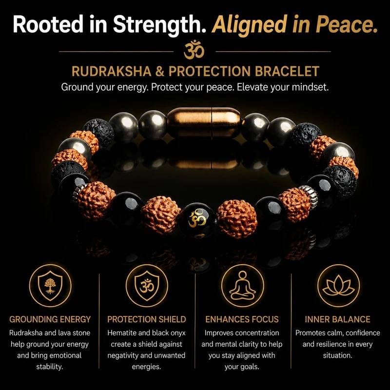 Om Rudraksha Energy Bracelet : ETCH124