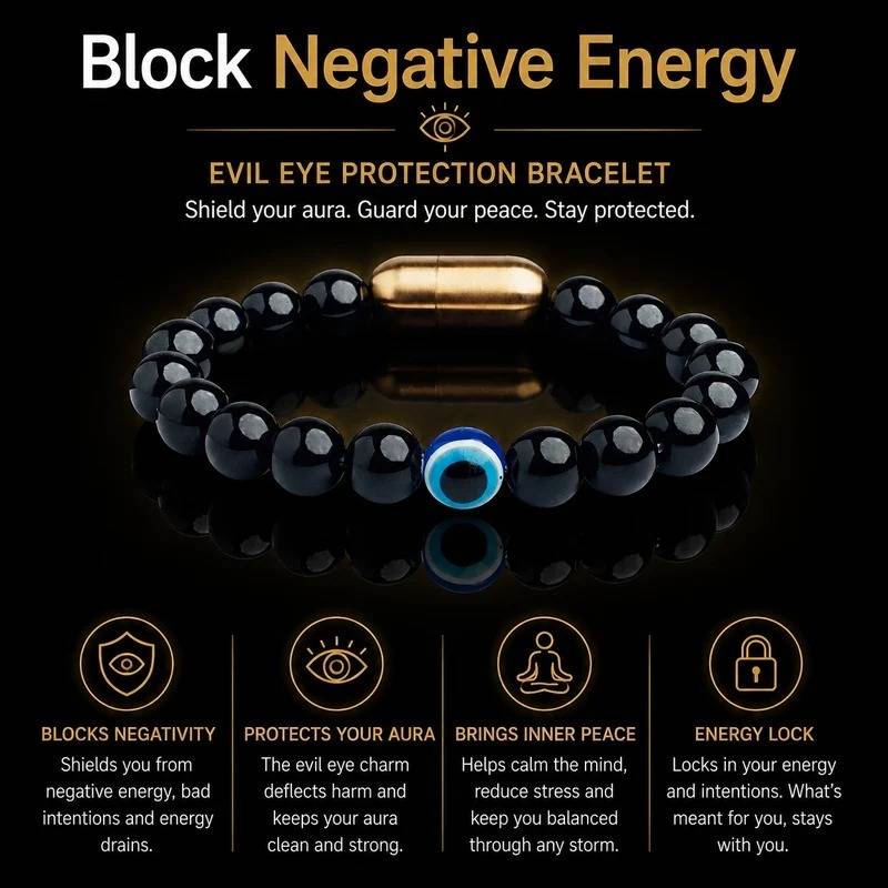 Black Onyx Evil Eye Bracelet : ETCH129