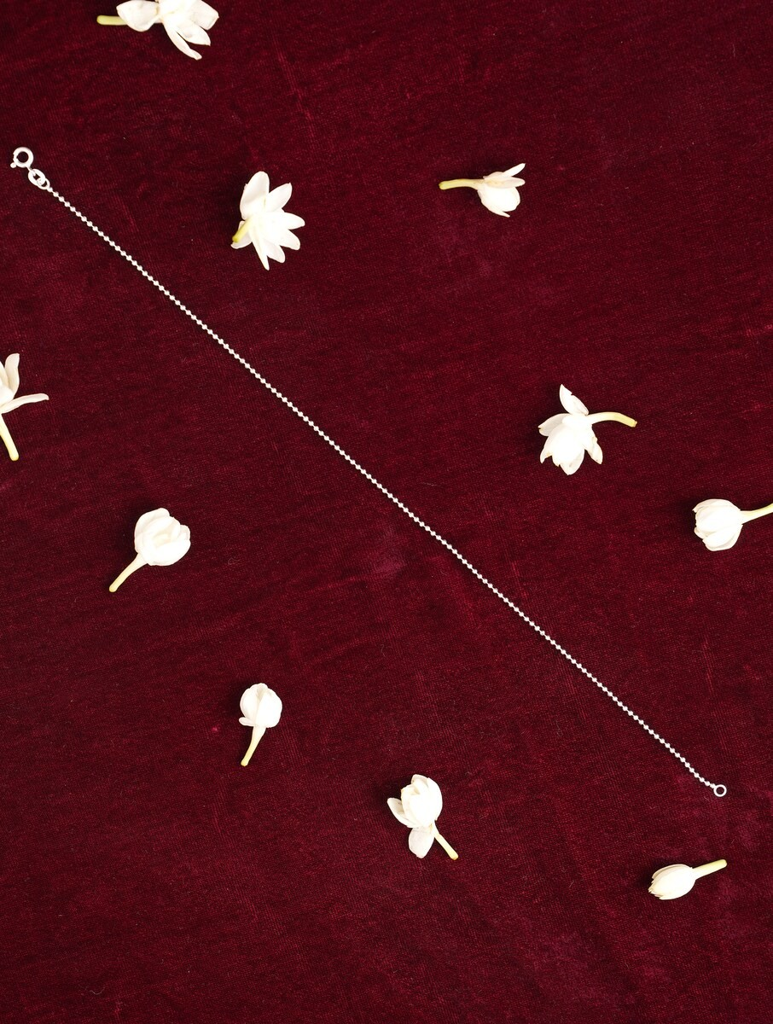 925 Sterling Silver Minimal Beaded Chain Anklets : ARSP149