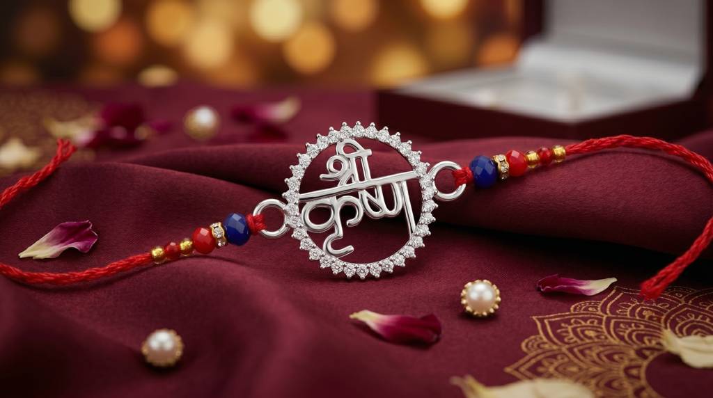 Pure 925 Silver Shri Krishna Rakhi For Men : SRKH-05