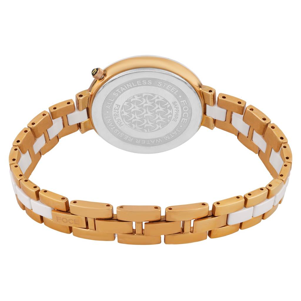 Women'S Premium Round Analog Ceramic Watch With Sapphire Crystal, Ultra-Thin, White Diamond-Studded Dial, Model : F378LRMWHITE
