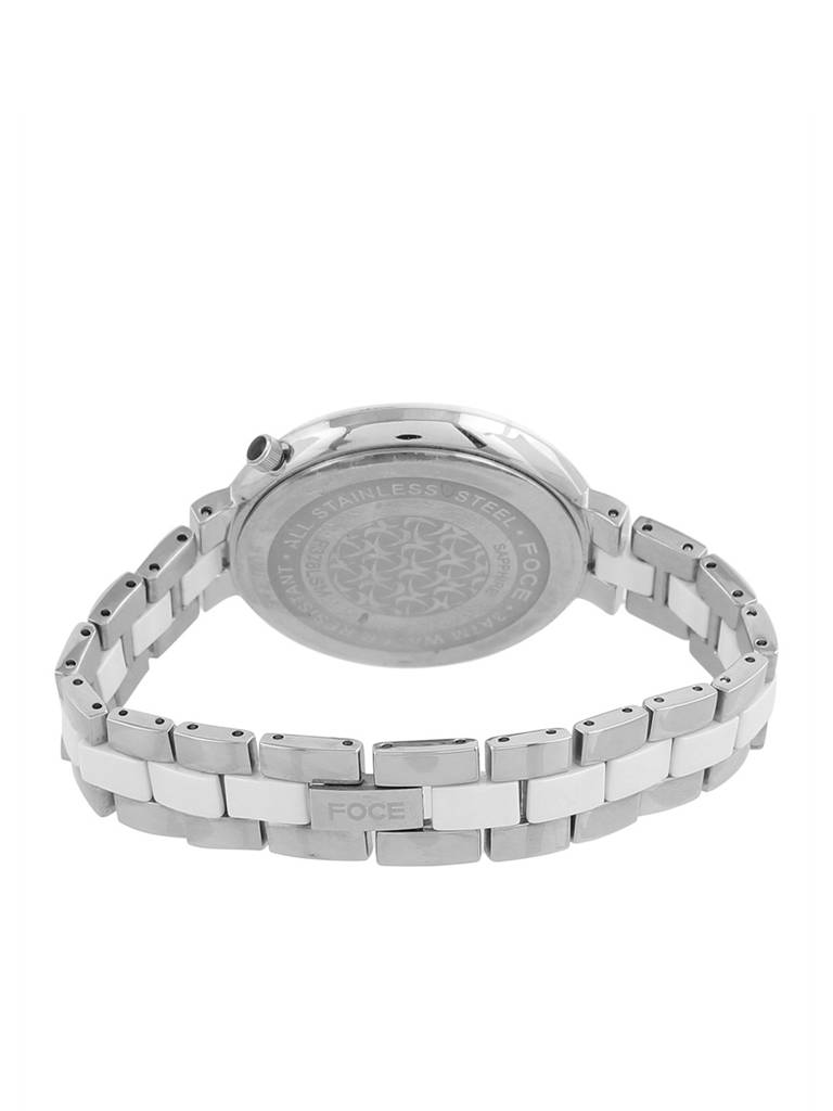 Women'S Premium Round Analog Ceramic Watch With Sapphire Crystal, Ultra-Thin, White Diamond-Studded Dial, Model : F378LSMWHITE