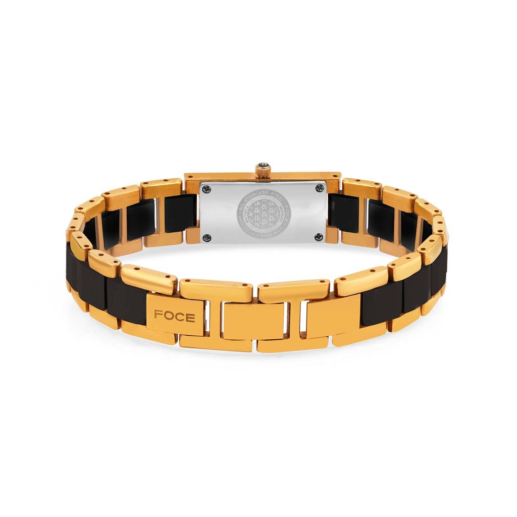 Women'S Premium Ultra-Thin Rectangular Analog Ceramic Watch With Sapphire Crystal, Model F390Lrm : F390LRMBLACK