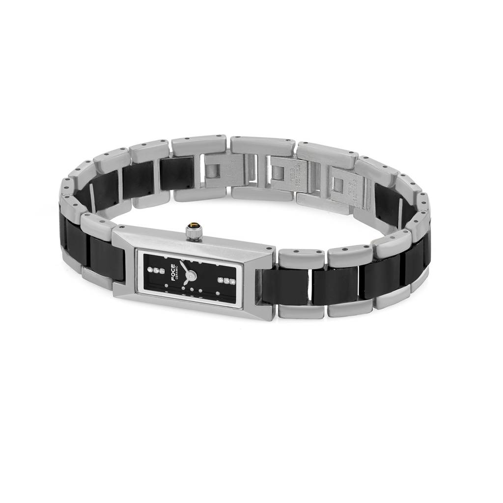 Women'S Premium Ultra-Thin Rectangular Analog Ceramic Watch With Sapphire Crystal, Model F390Lrm : F390LSMBLACK