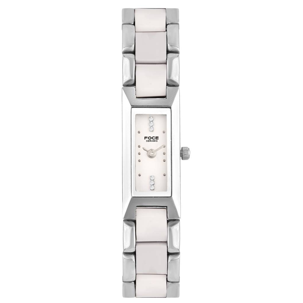 Women'S Premium Ultra-Thin Rectangular Analog Ceramic Watch With Sapphire Crystal, Model F390Lrm : F390LSMWHITE