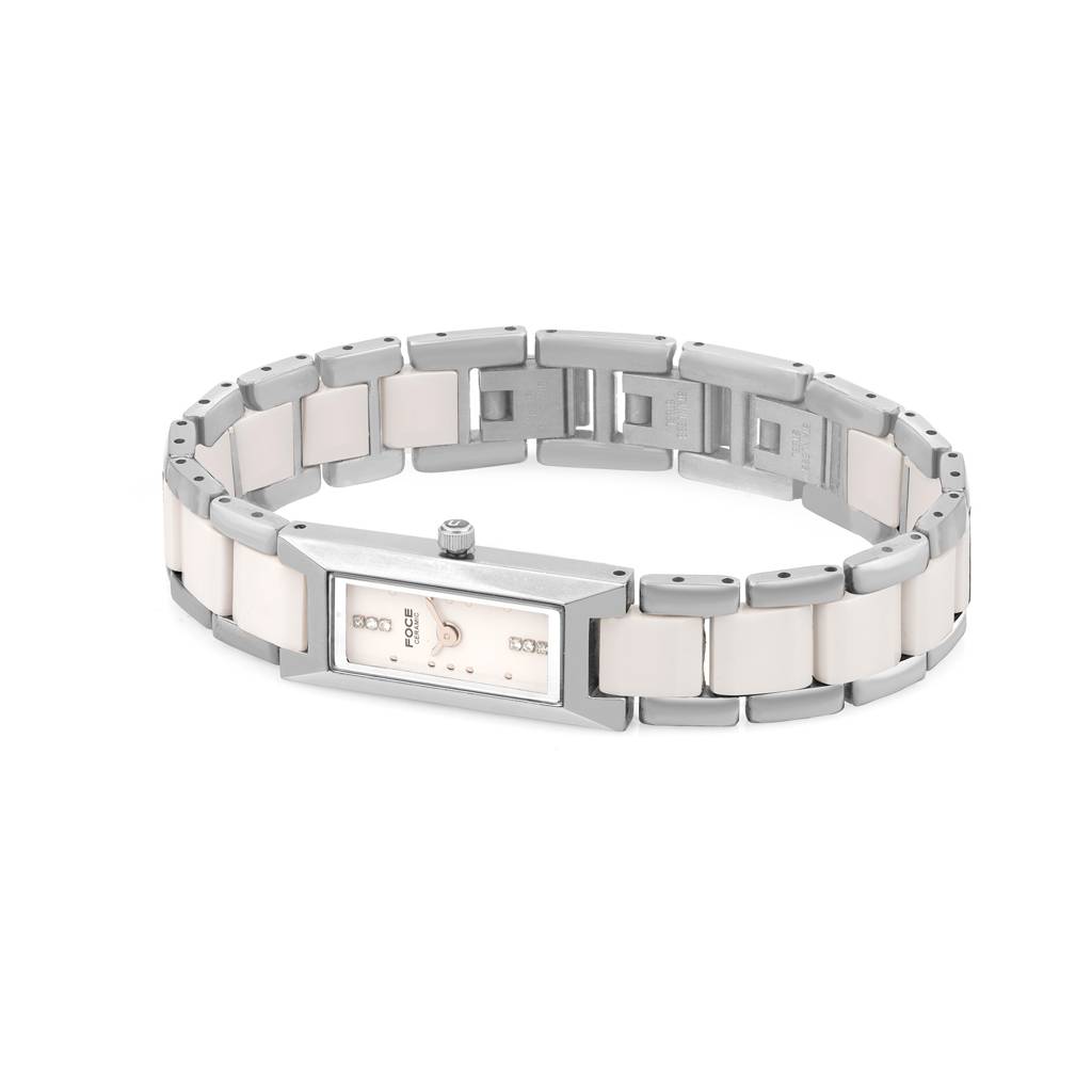 Women'S Premium Ultra-Thin Rectangular Analog Ceramic Watch With Sapphire Crystal, Model F390Lrm : F390LSMWHITE