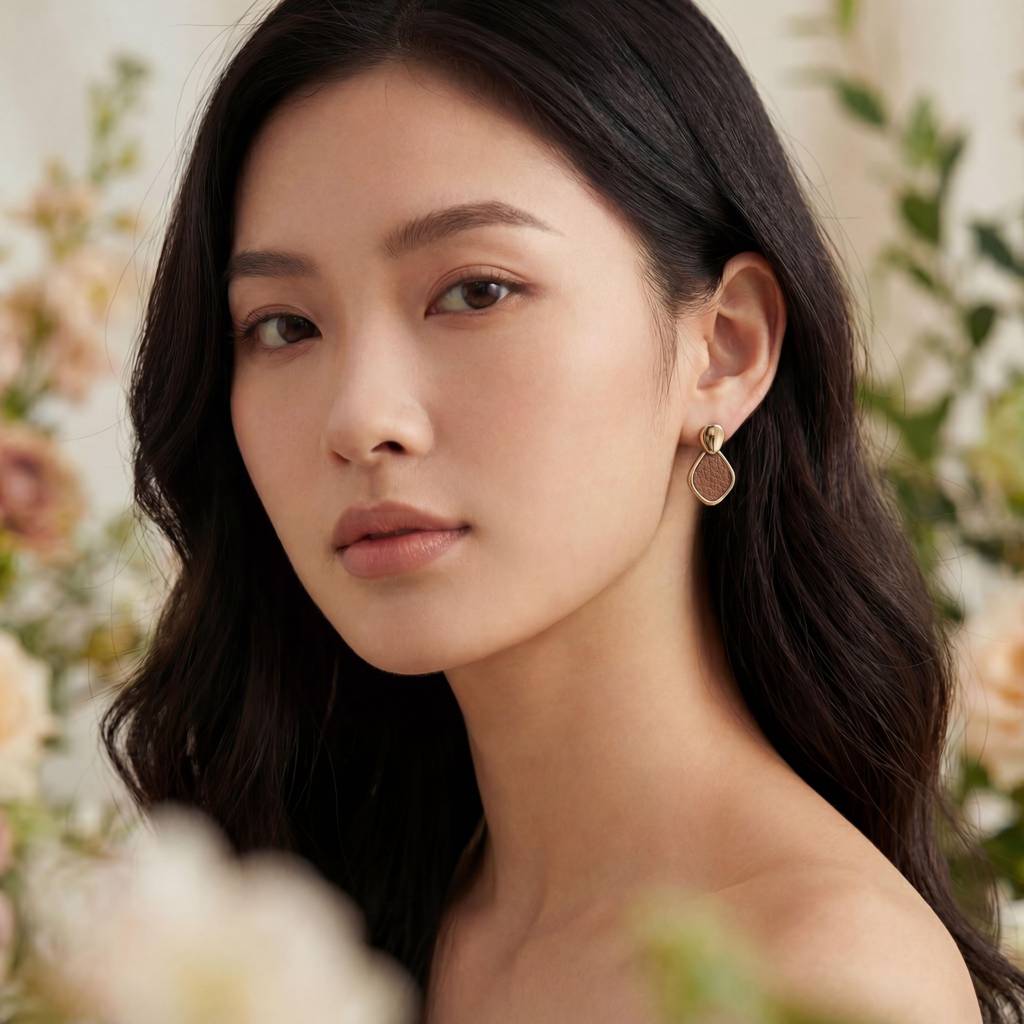 Korean Textured Luxe L Eather Earrings : YUFSER207