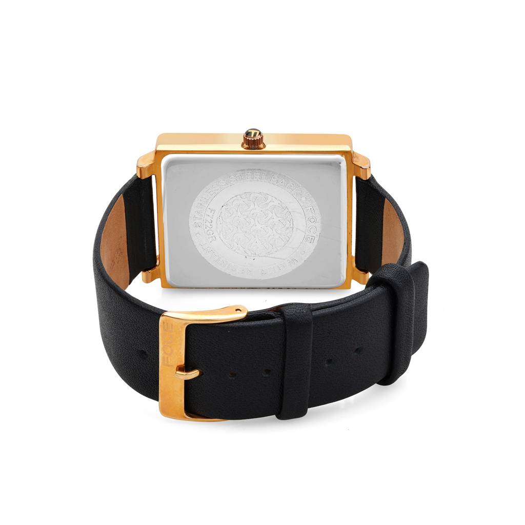 Men'S Sleek Rectangular Watch, Leather Strap, Separate Day, Date, 24 Hour Subdials - Model F722Gbl : F722GRLBLACK