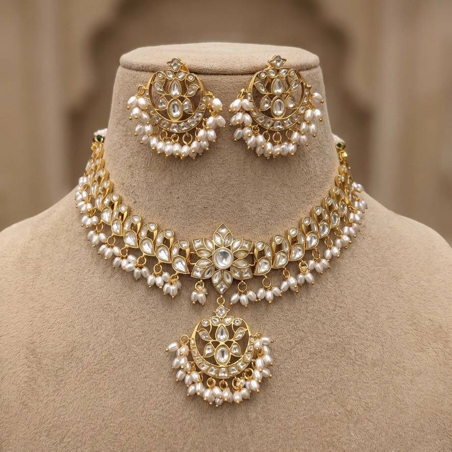 Pushpa Pearl Polki Choker Set : PR-266N