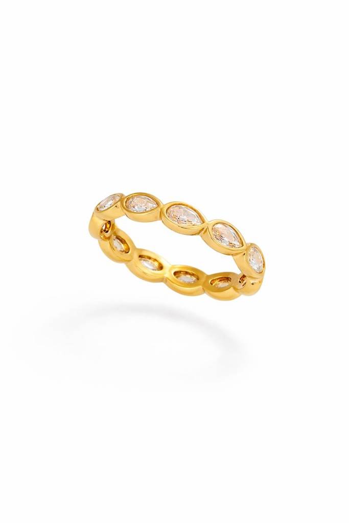 Marquise Orbit Gemstone Ring - Skin Safe, Elegant Occasion/Party Wear : 1005431