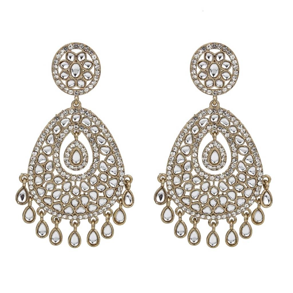 Gold Plated Kundan Chandbali Earring : S24KCER437GLD