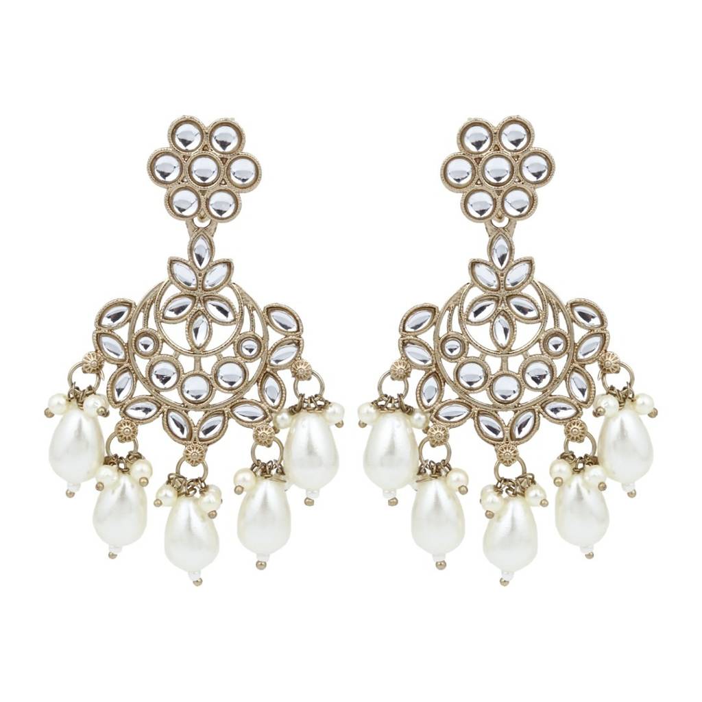Contemporary Kundan Chandbali : S24KCER416GLD