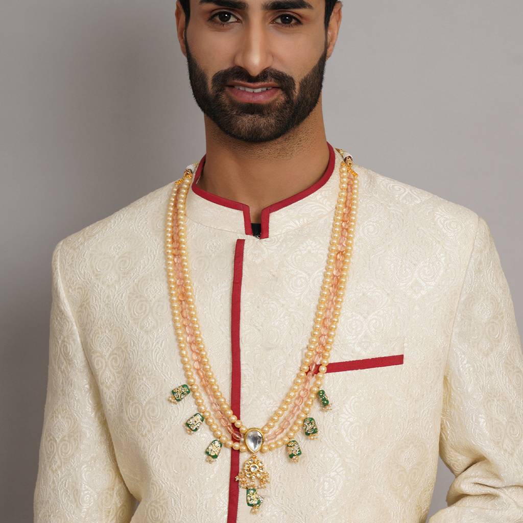 Long Kundan Layered Neckpiece With Mutli Stones : RRMFEB23-35
