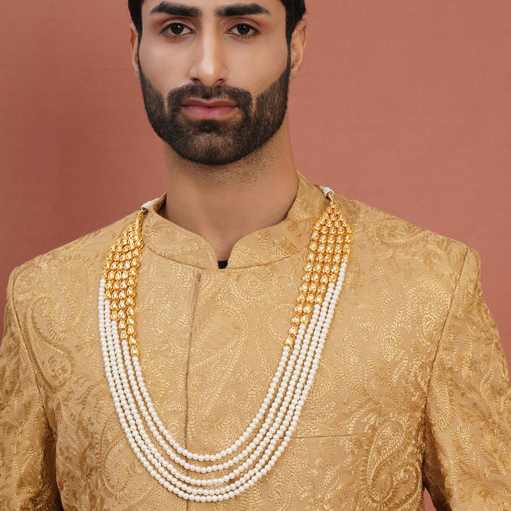 Long Kundan & Pearl Layered Neckpiece : RRMFEB23-44