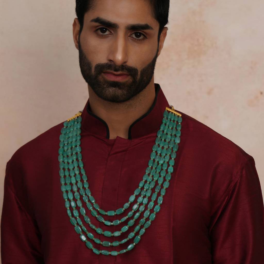 Green And Pearl Layered Neckpiece : RRMFEB23-23