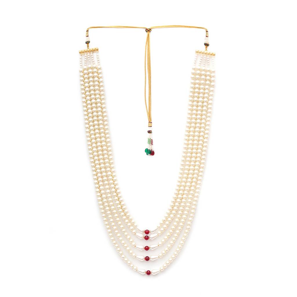 Maroon And White Layered Neckpiece : RRMFEB23-11