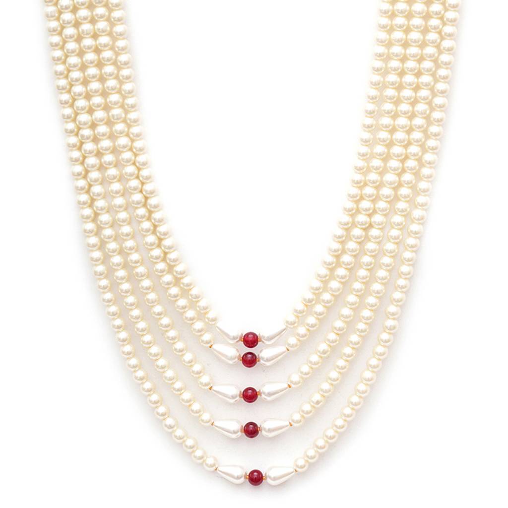 Maroon And White Layered Neckpiece : RRMFEB23-11