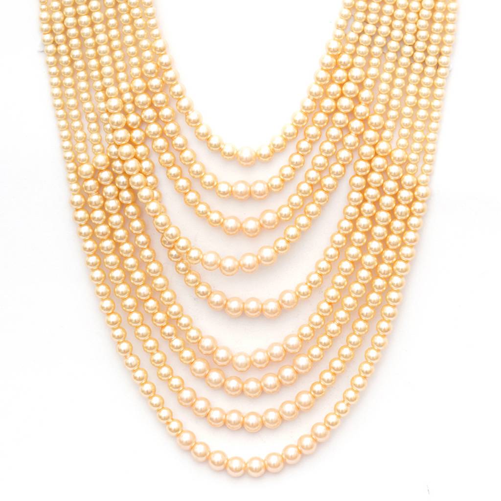 Cream Beaded Layered Necklace For Mens : RRMFEB23-6