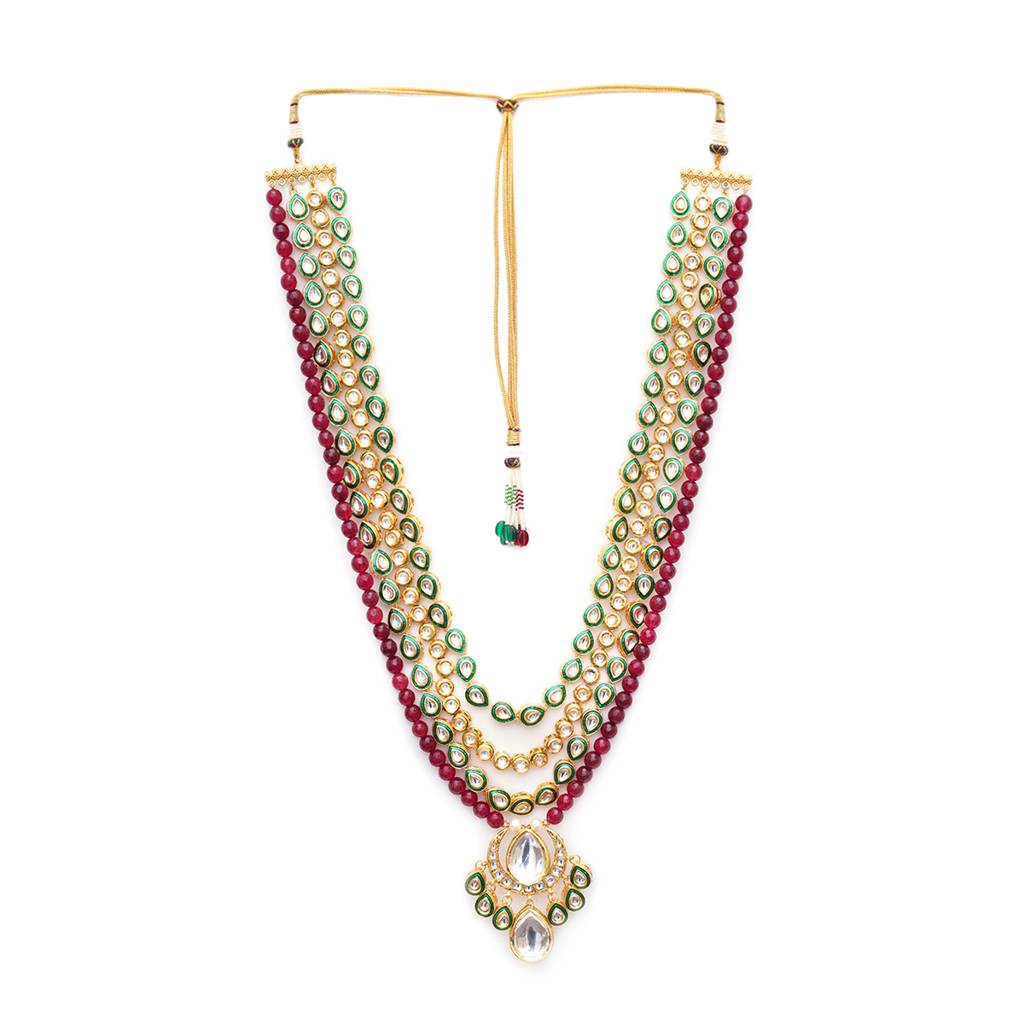 Long Kundan Neckpiece With Mutli Stones With Pendant : RRMFEB23-39