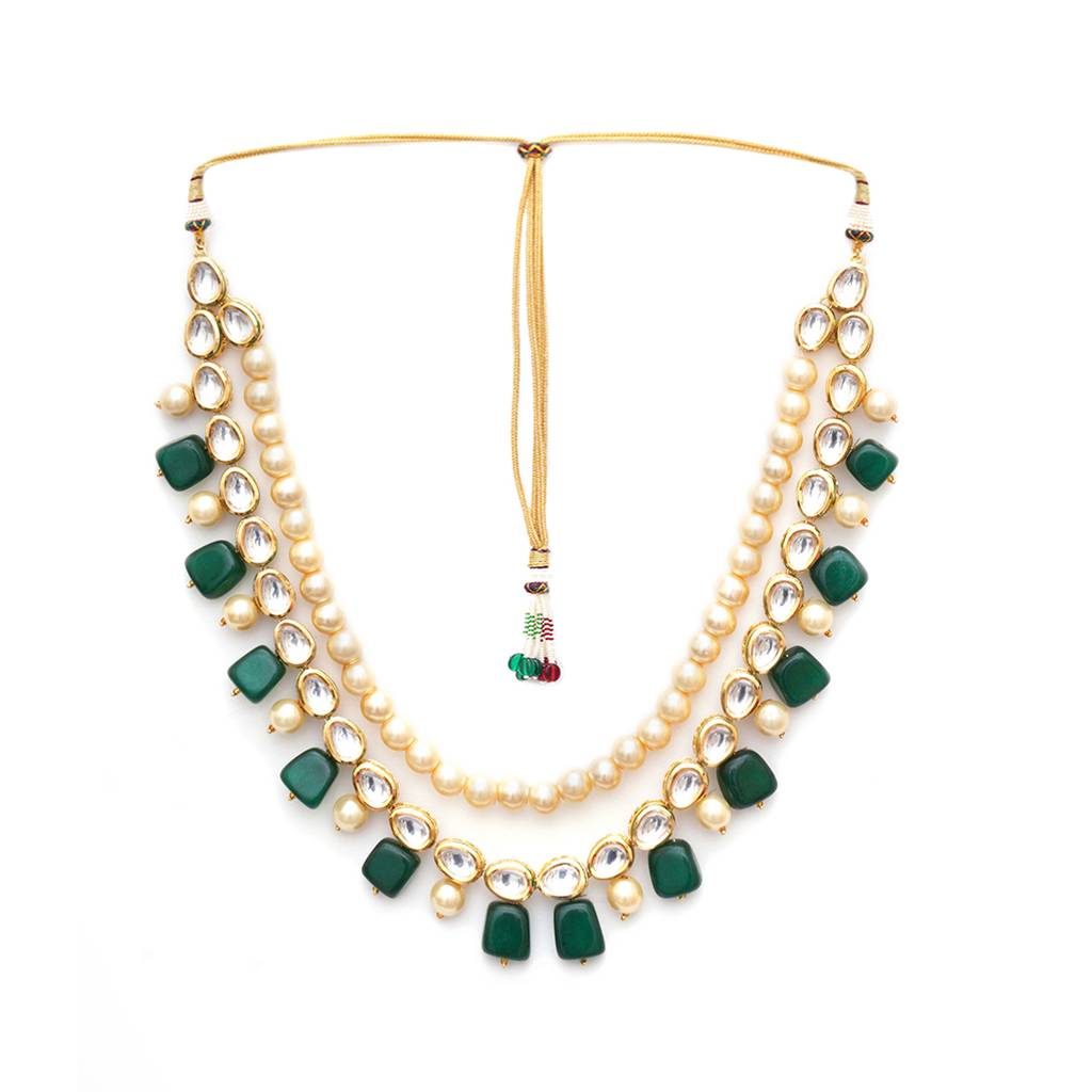 Grean And Pearl Layered Neckpiece : RRMFEB23-31