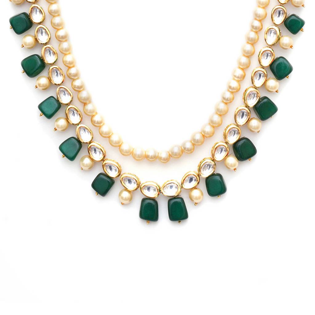 Grean And Pearl Layered Neckpiece : RRMFEB23-31