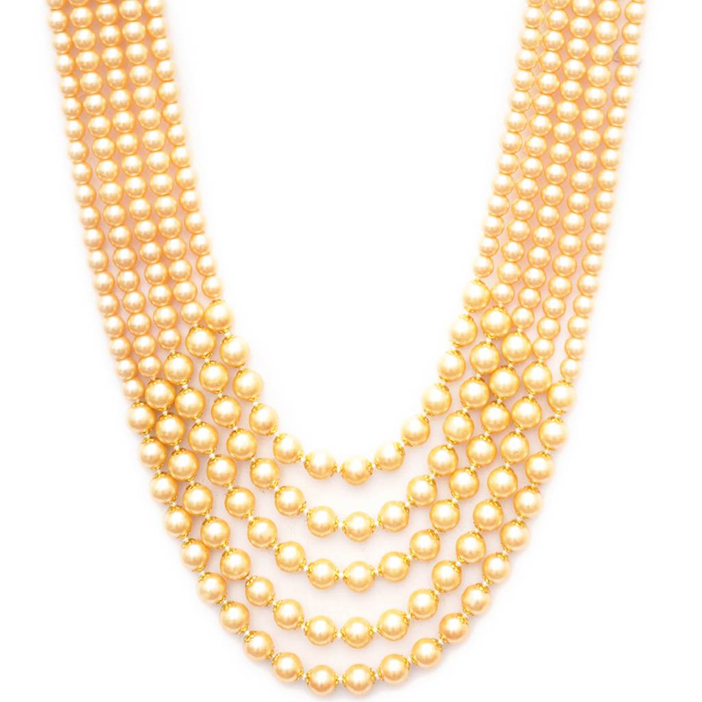 Deep Cream Beaded Layered Necklace For Mens : RRMFEB23-2