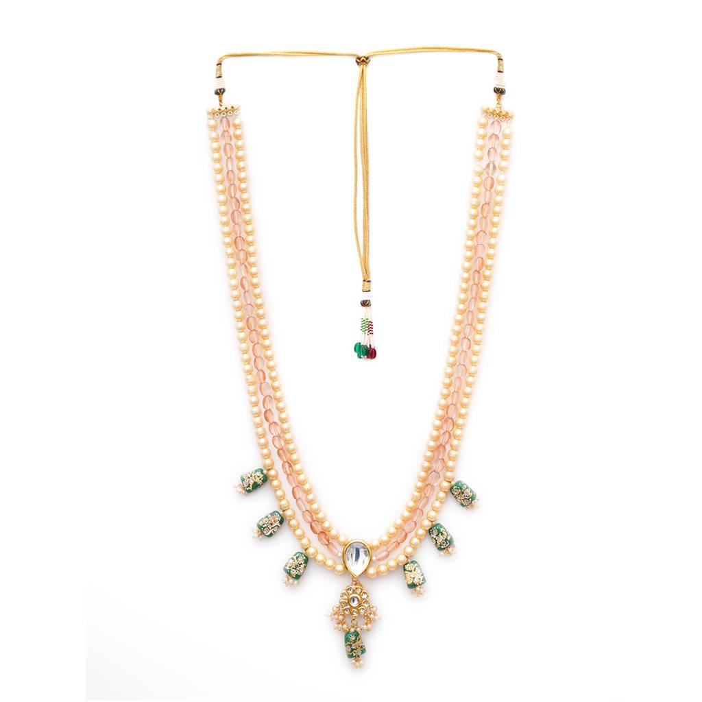 Long Kundan Layered Neckpiece With Mutli Stones : RRMFEB23-35