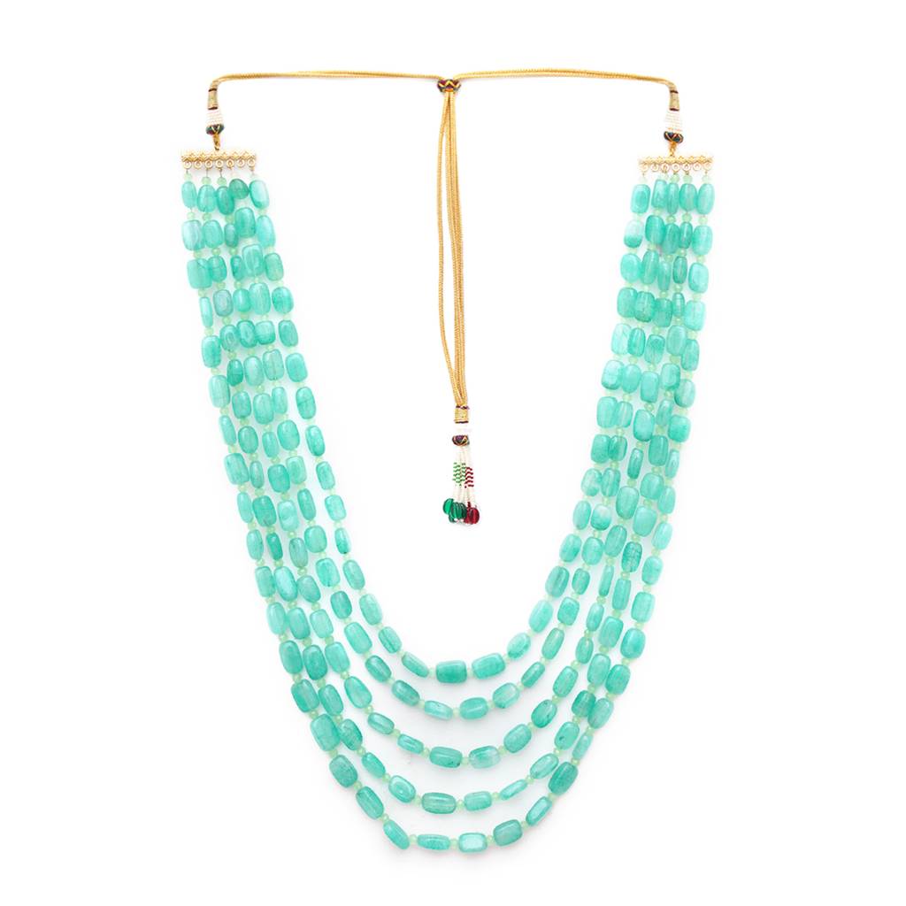 Green And Pearl Layered Neckpiece : RRMFEB23-23