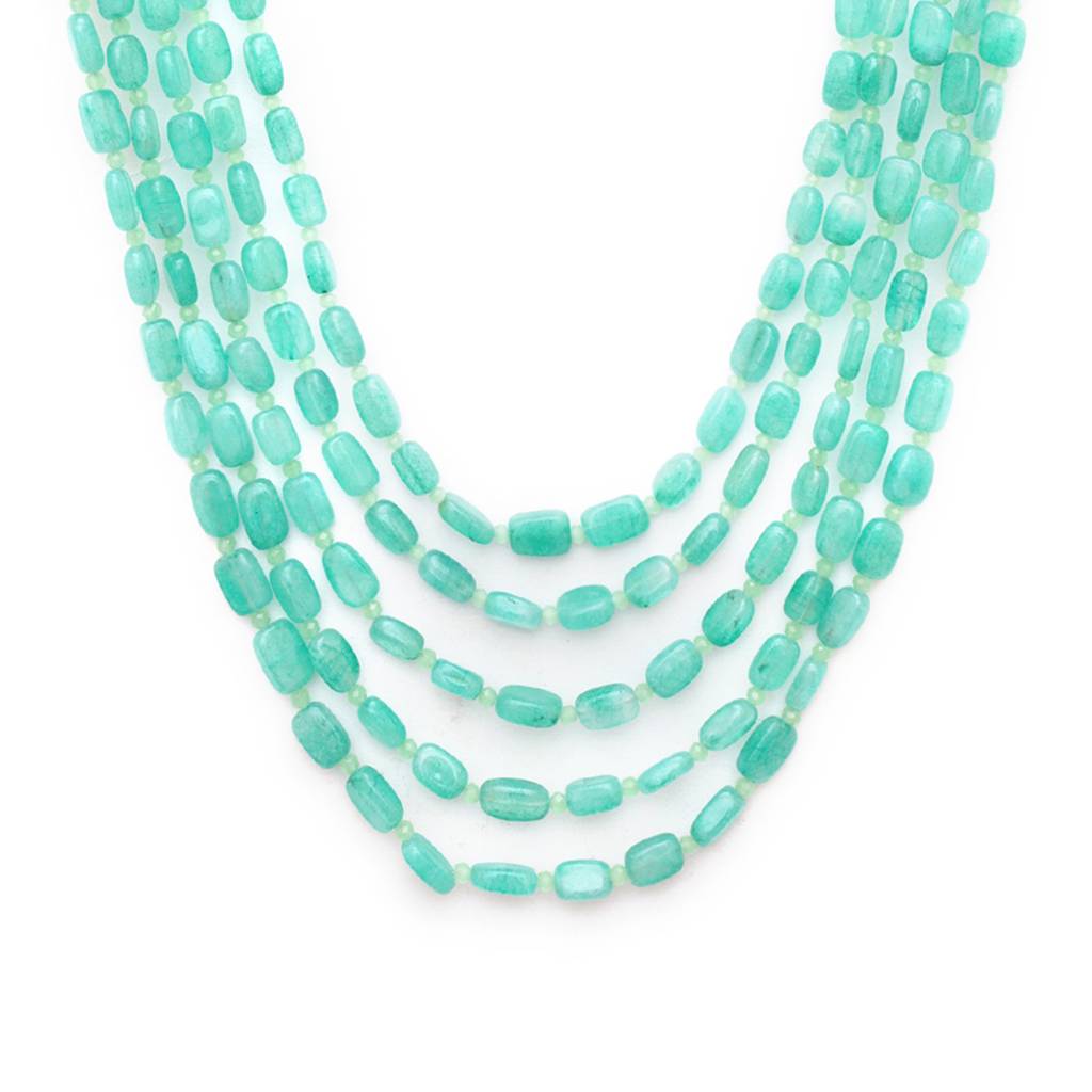 Green And Pearl Layered Neckpiece : RRMFEB23-23