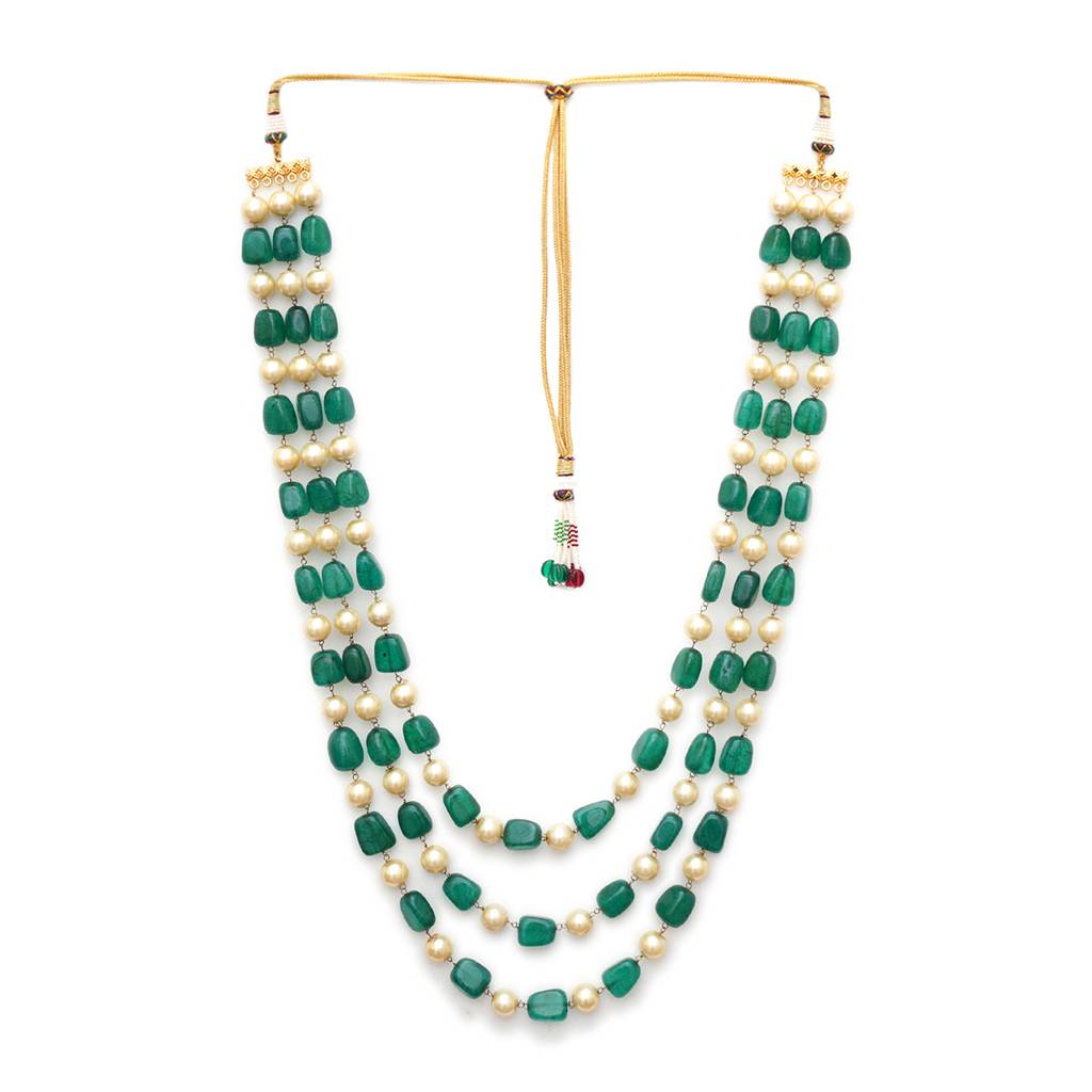 Green And Pearl Three Layered Neckpiece : RRMFEB23-21