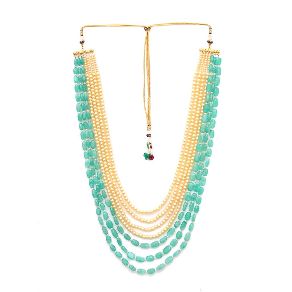 Green And Pearl Six Layered Neckpiece : RRMFEB23-22