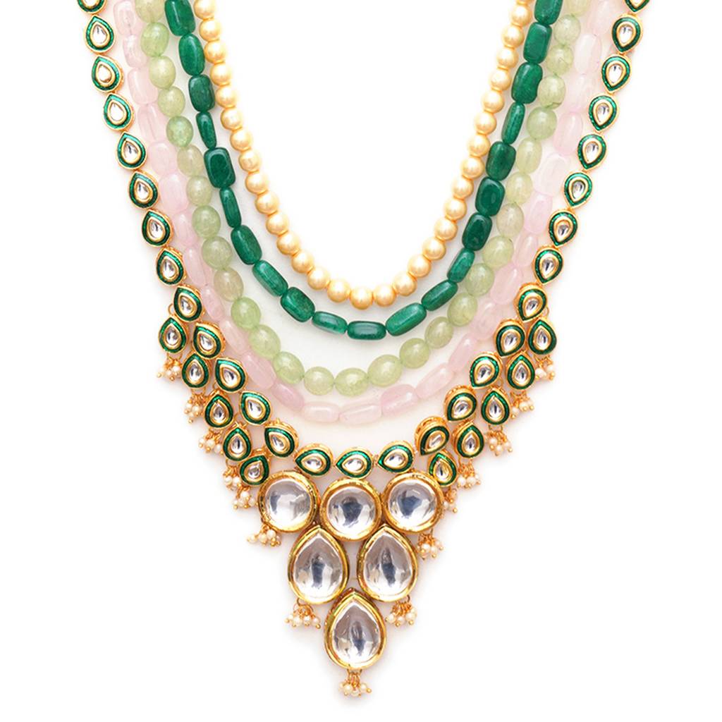 Long Kundan Neckpiece With Mutlicolored Stones : RRMFEB23-33