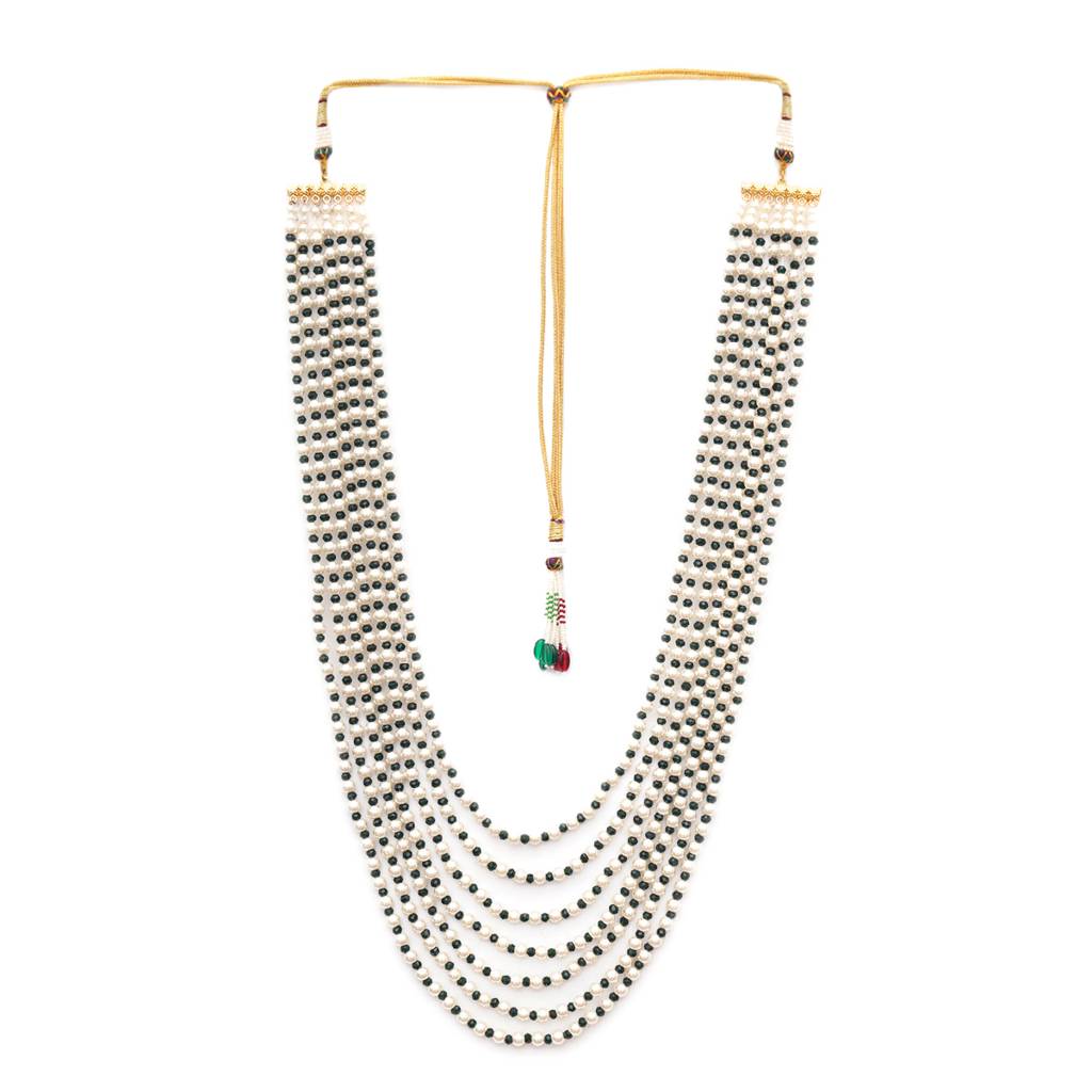 Green Stone And Pearl Layered Neckpiece : RRMFEB23-28