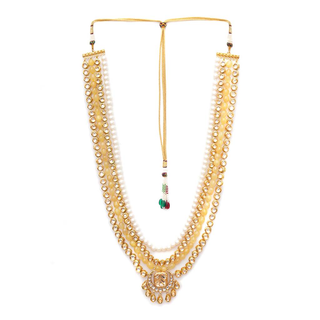 Long Kundan Neckpiece With Pearl Stones : RRMFEB23-40