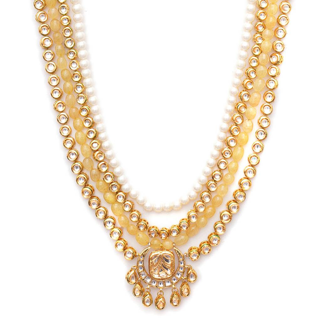 Long Kundan Neckpiece With Pearl Stones : RRMFEB23-40