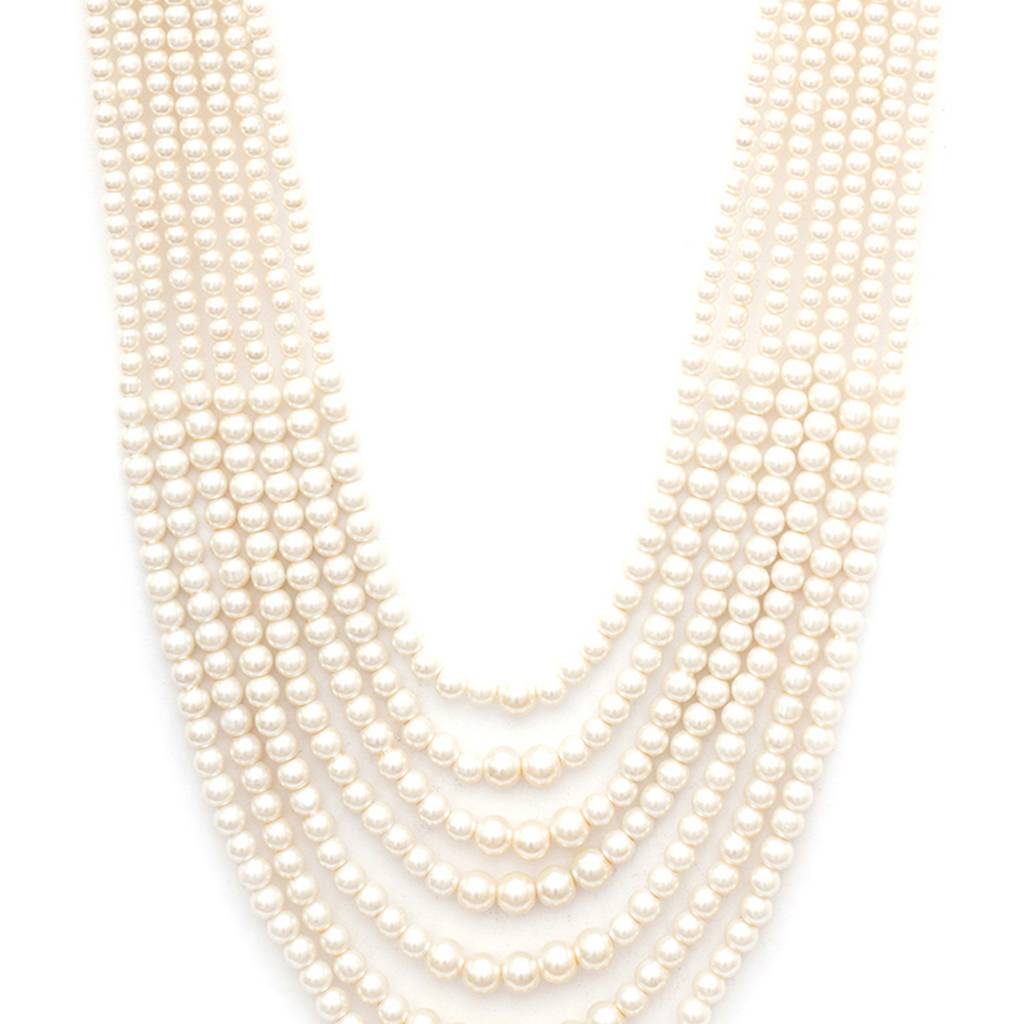 Pearl White Beaded Layered Nekclace For Men : RRMFEB23-3