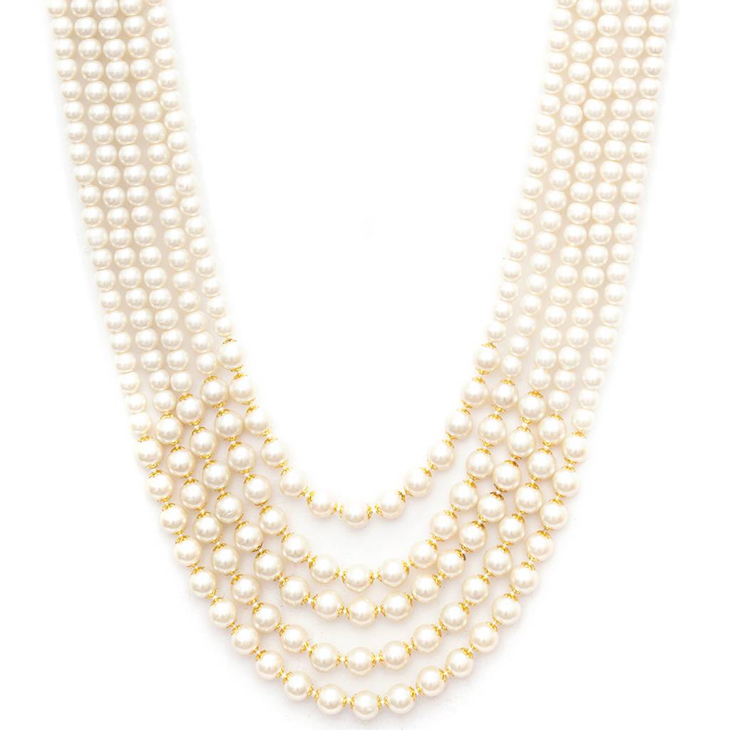 White & Golden Beaded Layered Neckpiece : RRMFEB23-8