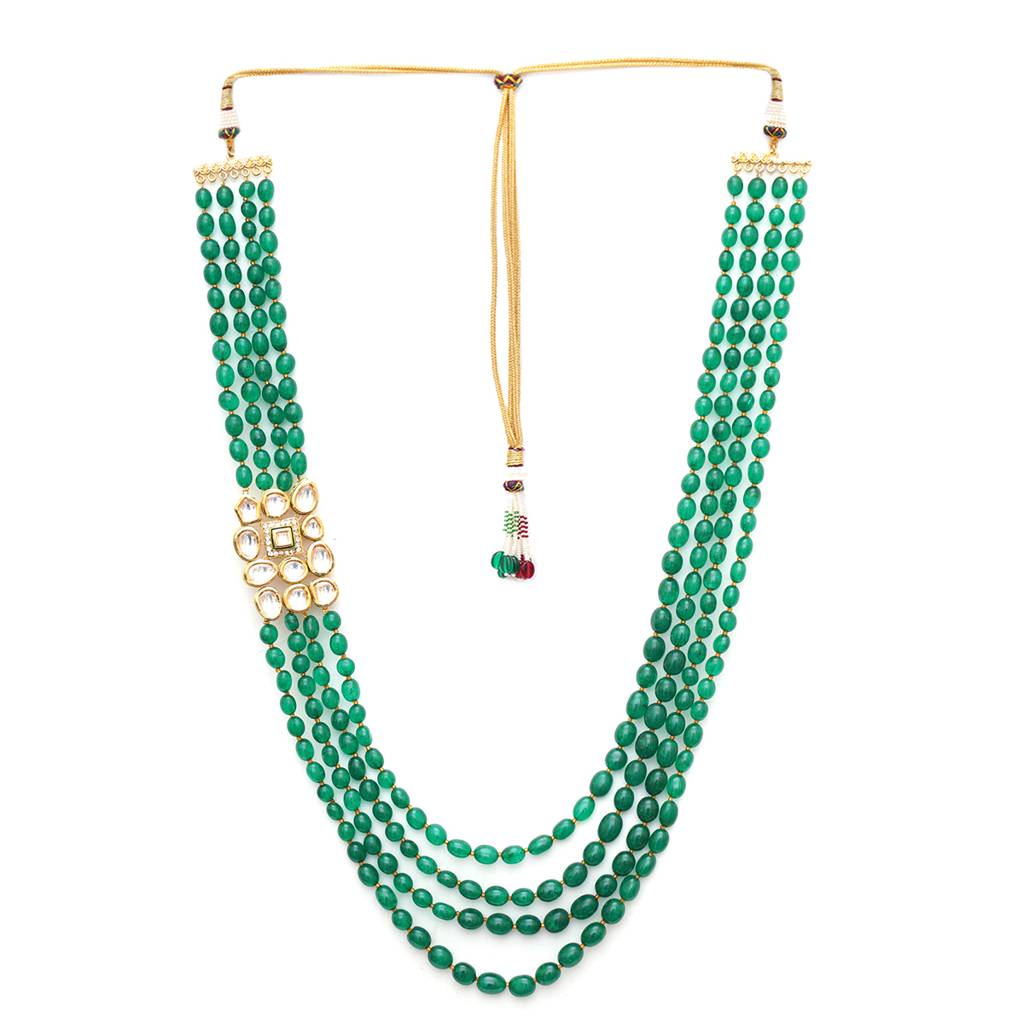 Emerald Layered Neckpiece With Side Kundan Clip : RRMFEB23-29