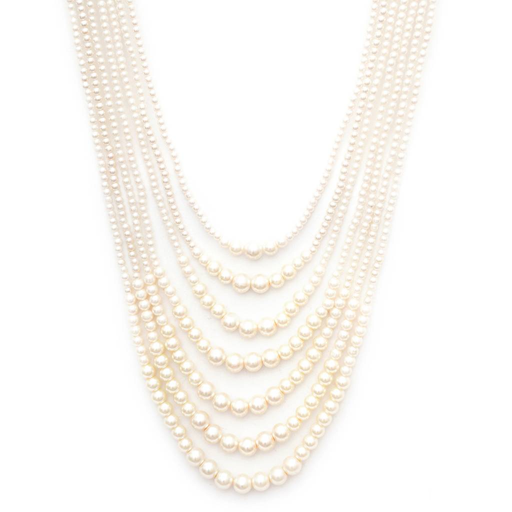 Pearl White Beaded Layered Nekclace For Mens : RRMFEB23-7
