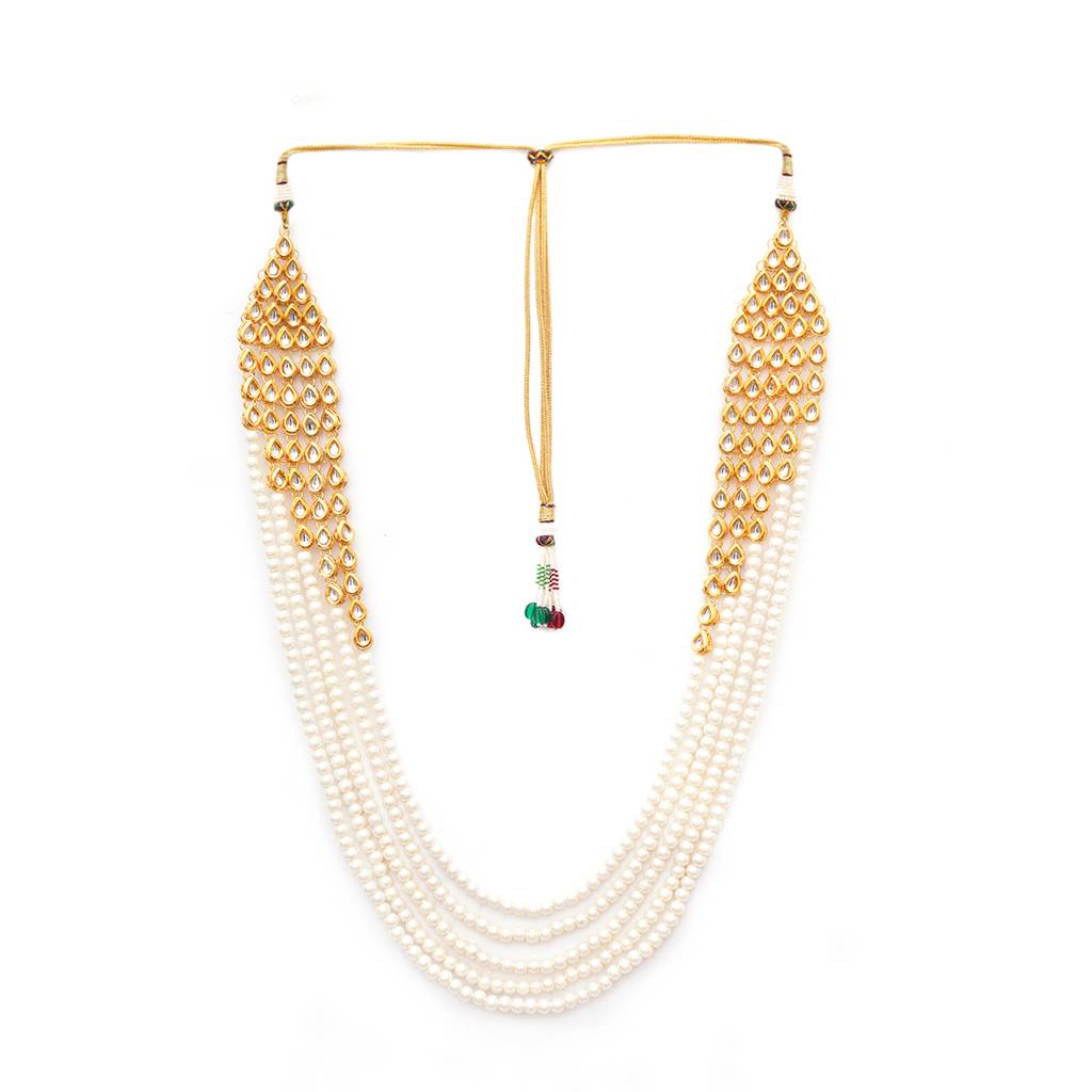 Long Kundan & Pearl Layered Neckpiece : RRMFEB23-44