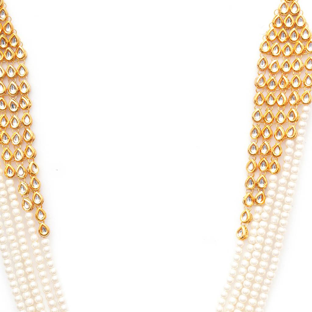 Long Kundan & Pearl Layered Neckpiece : RRMFEB23-44