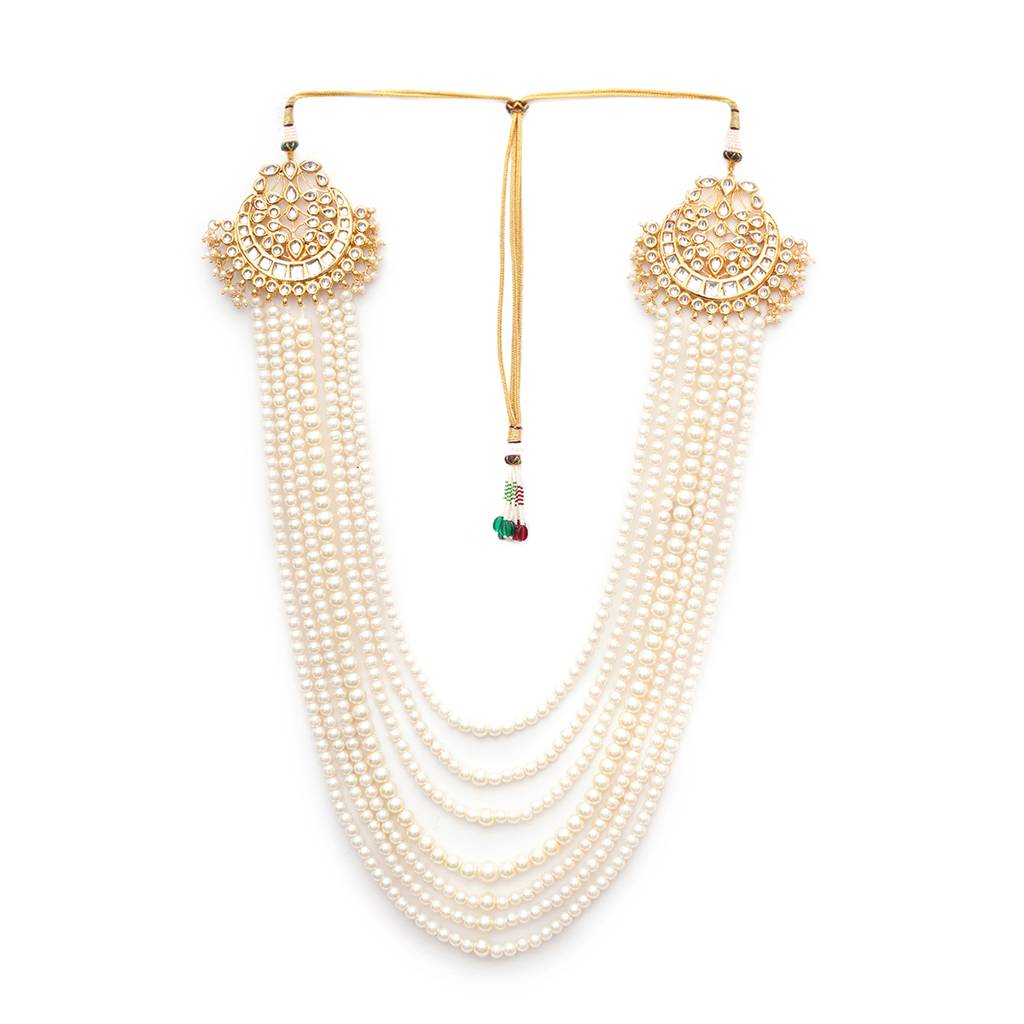 White Layered Side Kundan Neckpiece : RRMFEB23-47
