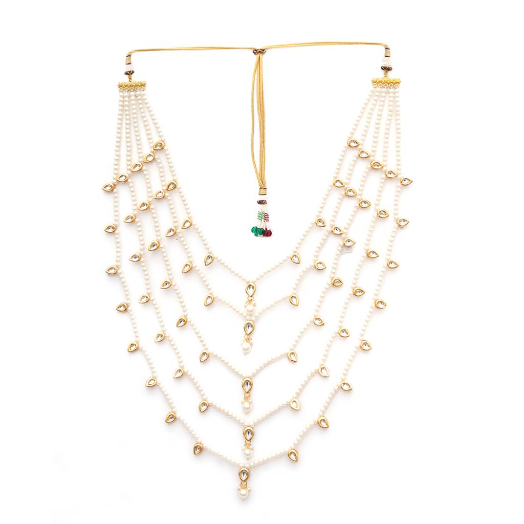 Long Kundan & Pearl Neckpiece : RRMFEB23-43