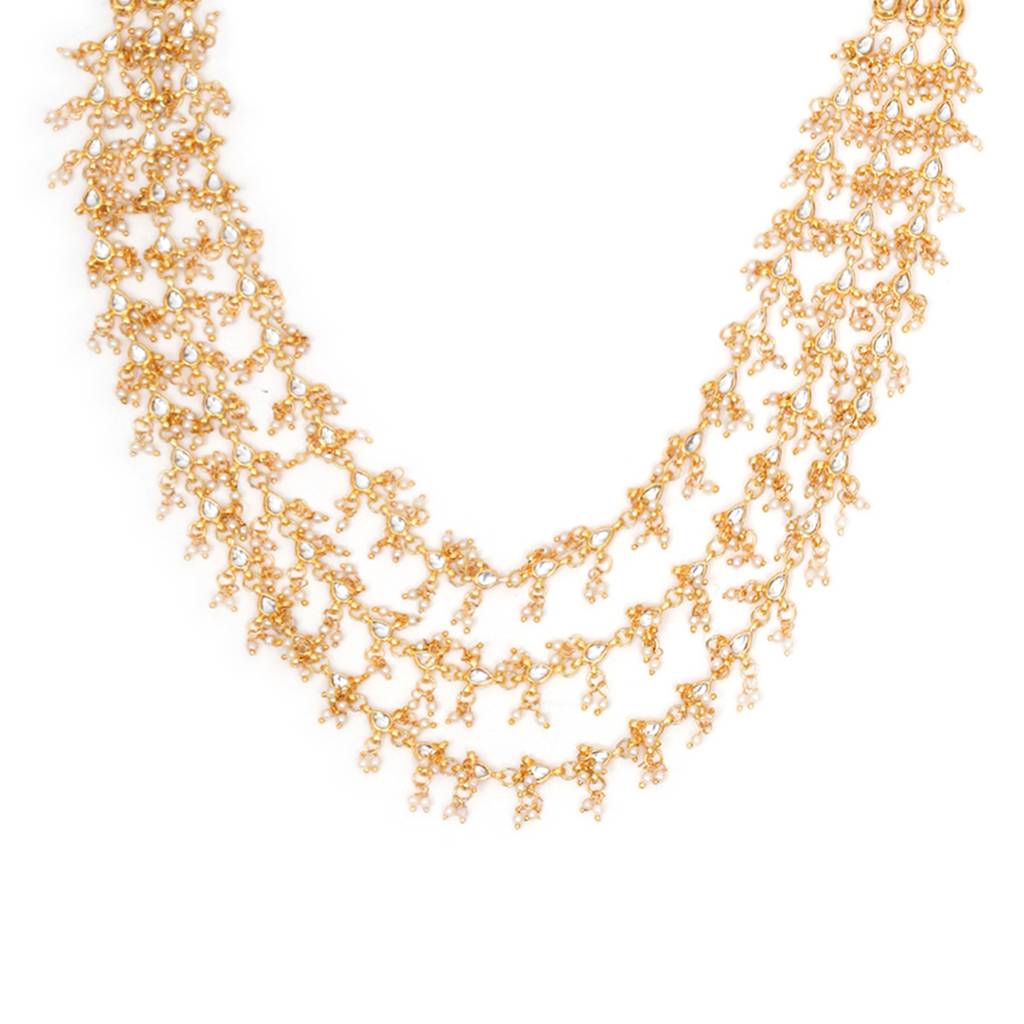 Layered Pearl And Kundan Neckpiece For Mens : RRMFEB23-51