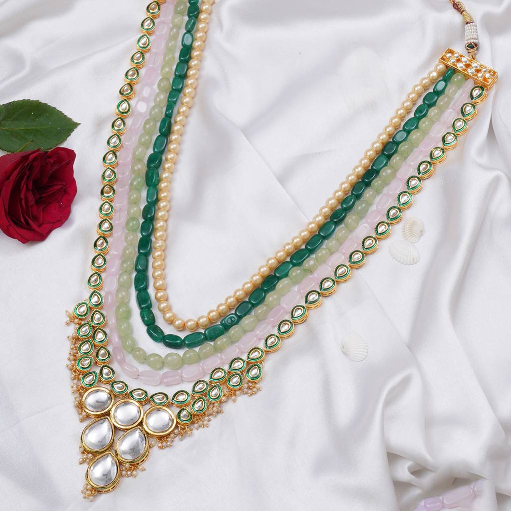 Long Kundan Neckpiece With Mutlicolored Stones : RRMFEB23-33