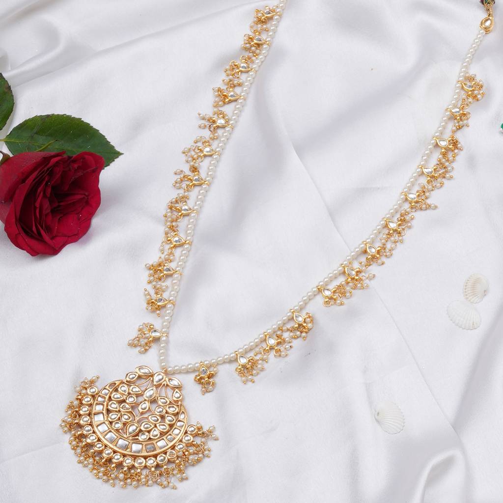 Long Kundan & Pearl Neckpiece For Mens : RRMFEB23-45