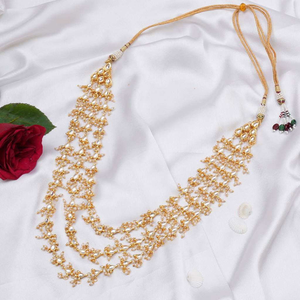 Layered Pearl And Kundan Neckpiece For Mens : RRMFEB23-51